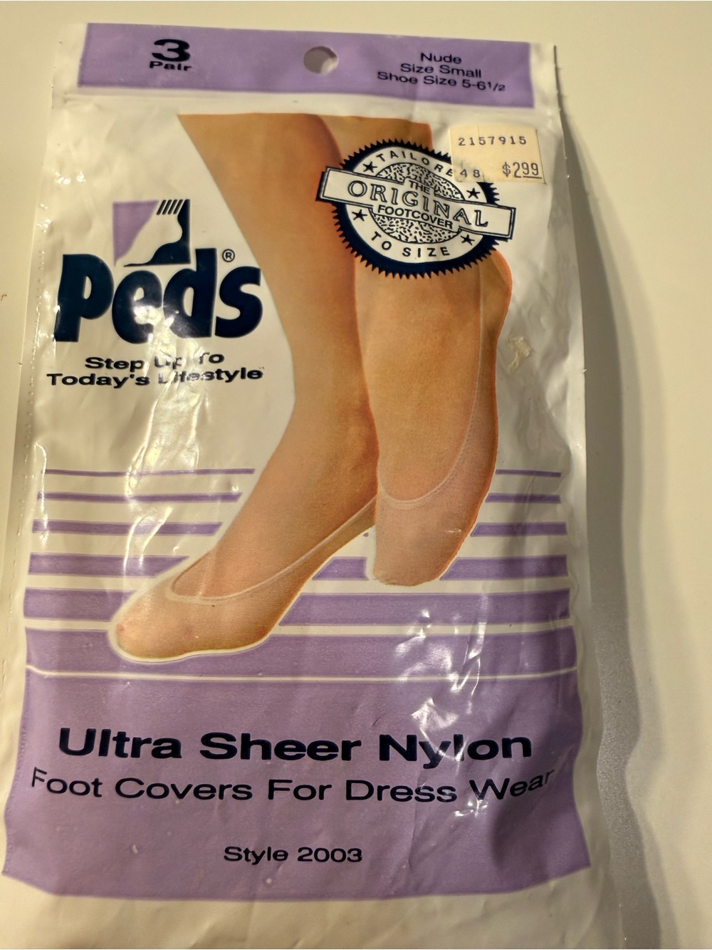 Peds Ultra Sheer Nylon Foot Covers - Nude vintage  set of 3. Plus 4th set open